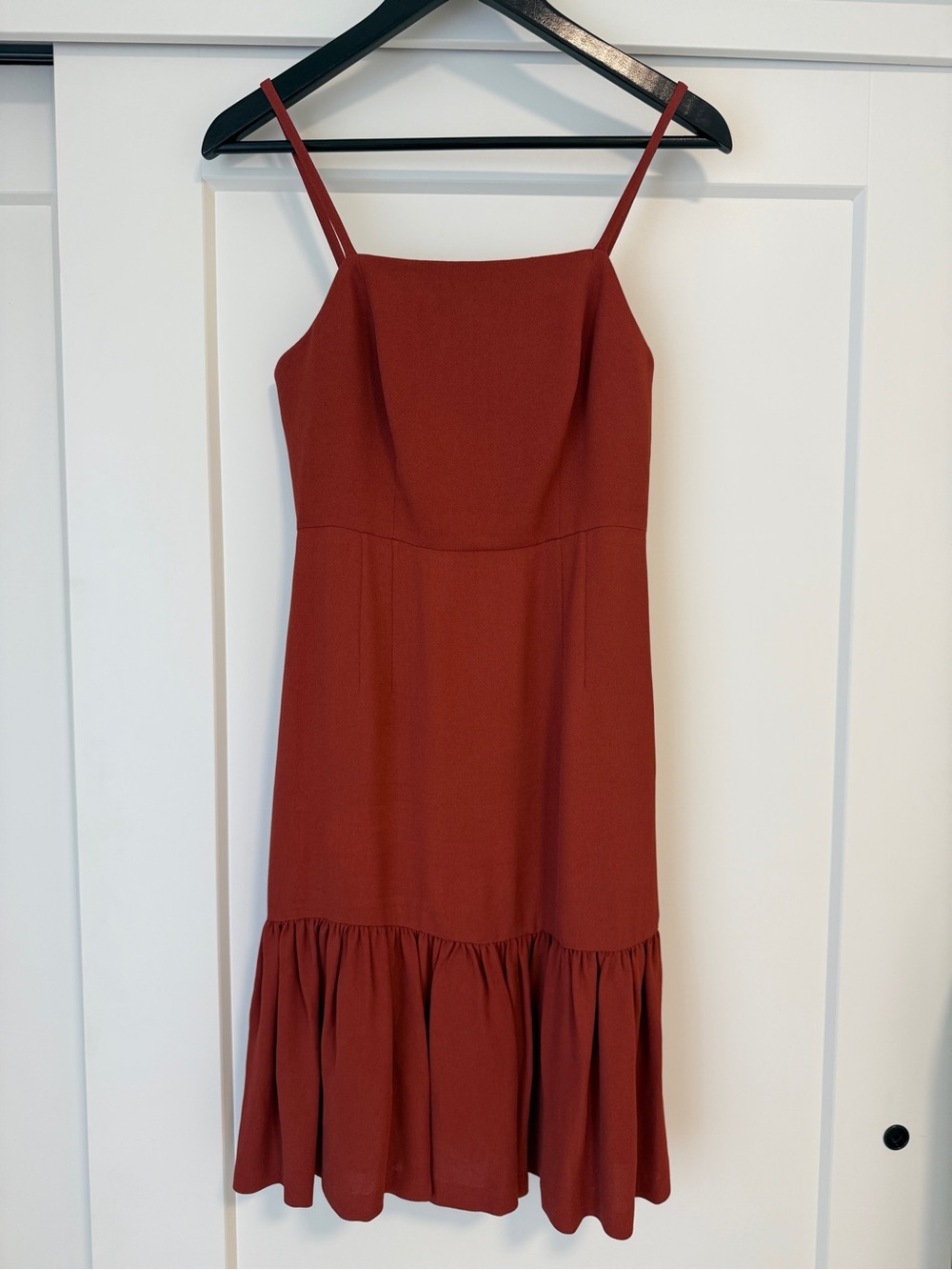 Club Monaco Rust-Red Spaghetti Strap Midi Dress